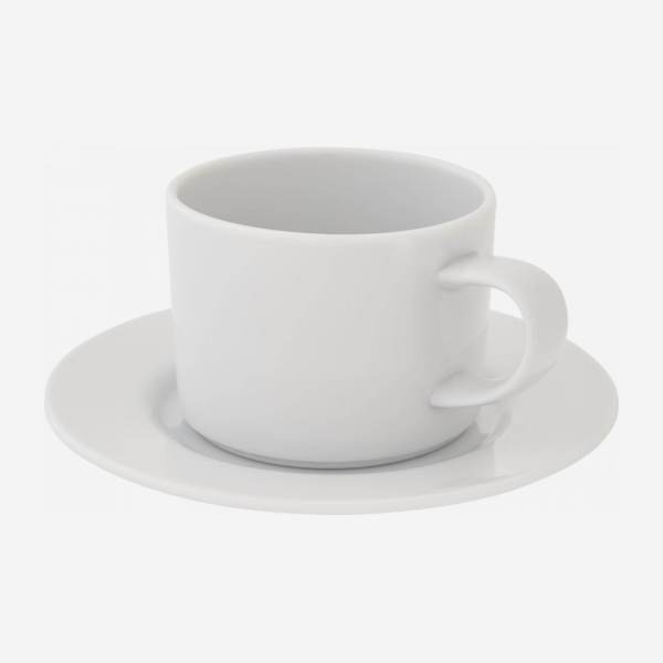 Tazza da tè e piattino in porcellana - Bianco