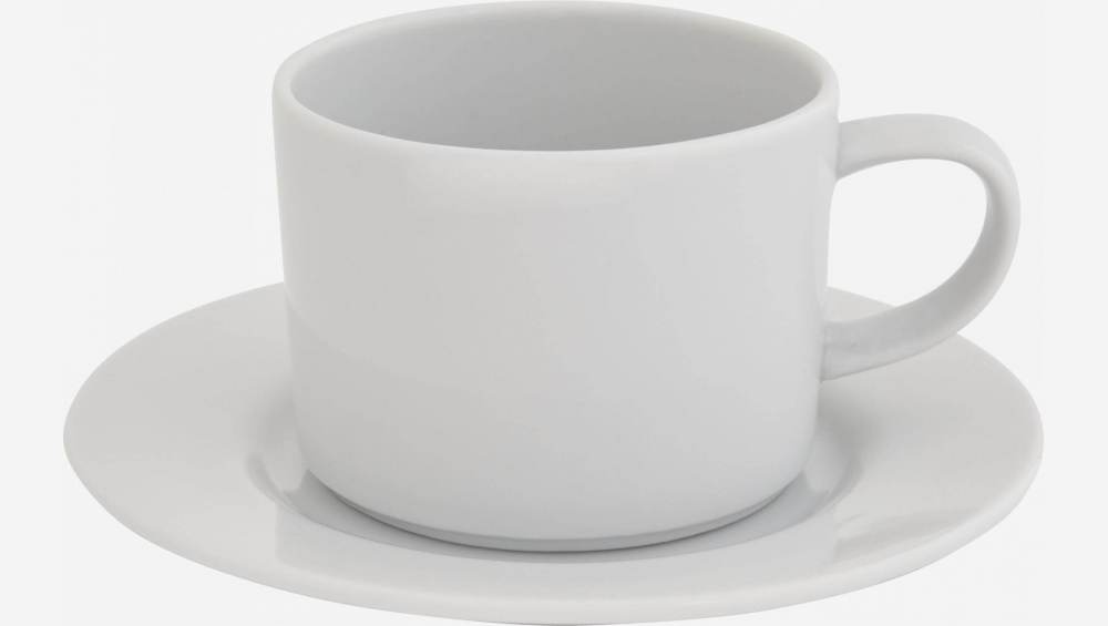 Teetasse mit Untertasse aus Porzellan - Weiß - Design by Queensberry & Hunt