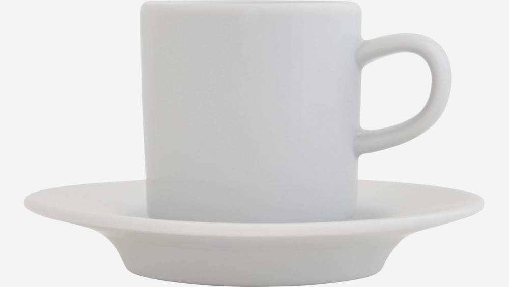 Taza y plato de café de porcelana blanca - Design by Queensberry & Hunt