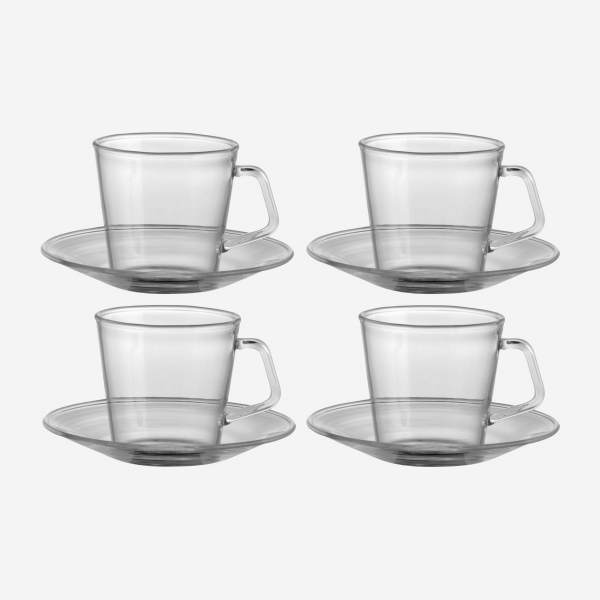 Set di 4 tazze da caffè espresso in vetro temperato