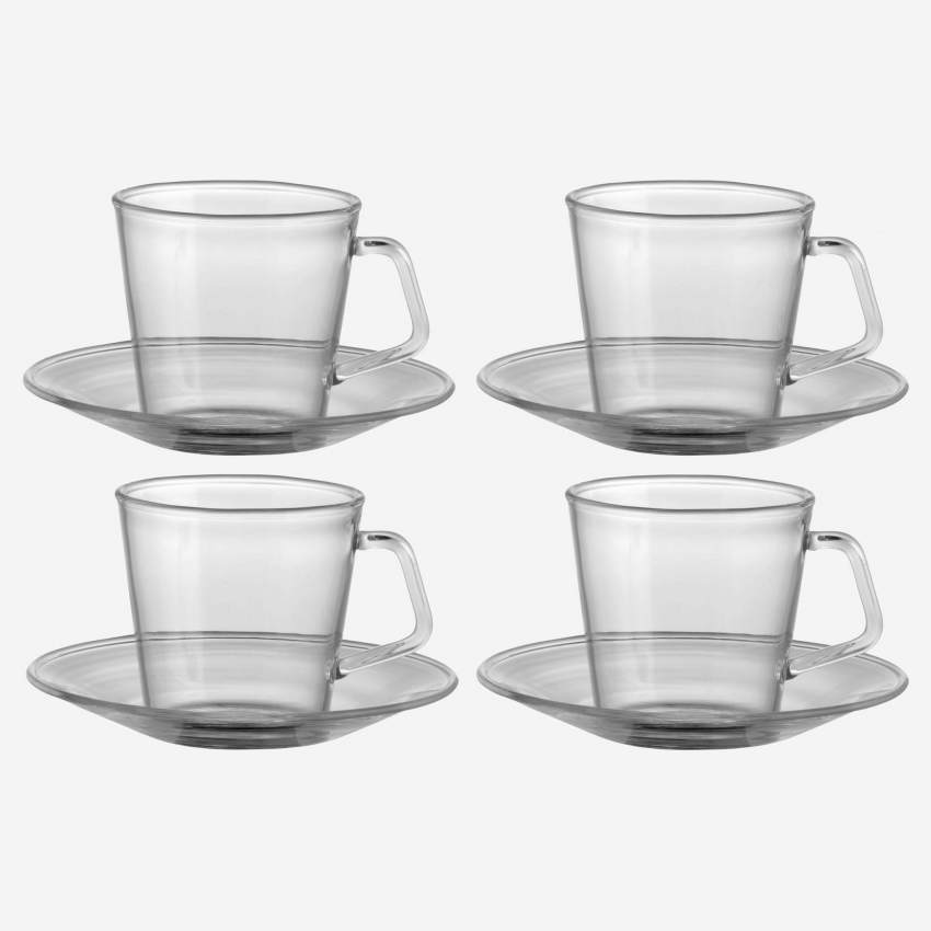 Set di 4 tazze da caffè espresso in vetro temperato