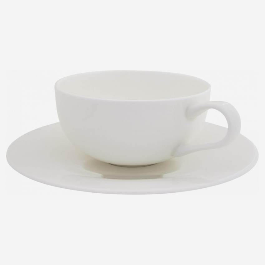 Tazza da tè in porcellana con piattino - Bianco