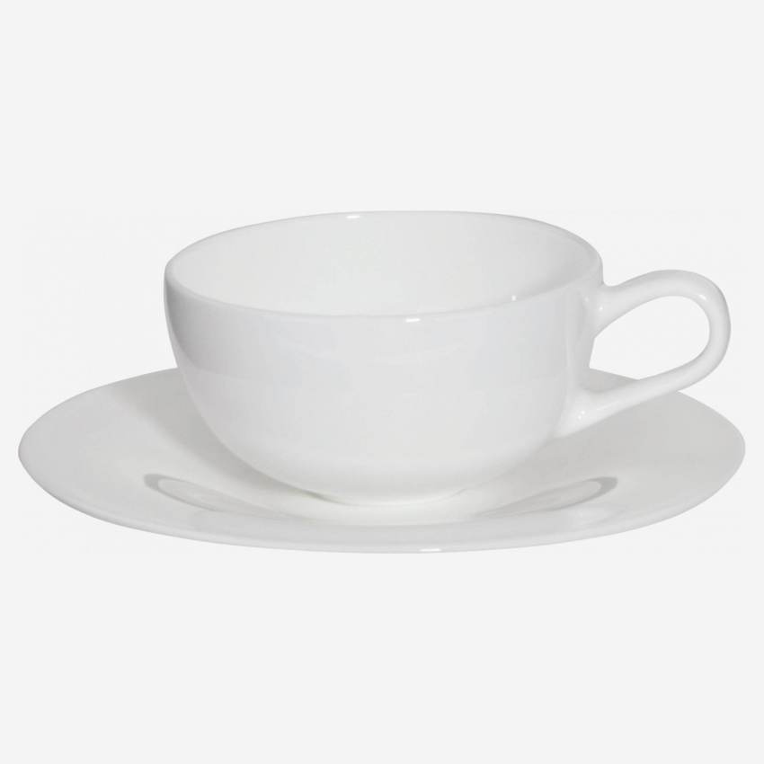 Chávena de café em porcelana com pires – Branco