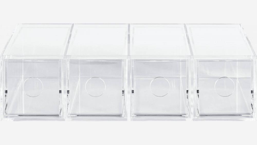Rangement à 4 compartiments pour lunettes en acrylique - Transparent