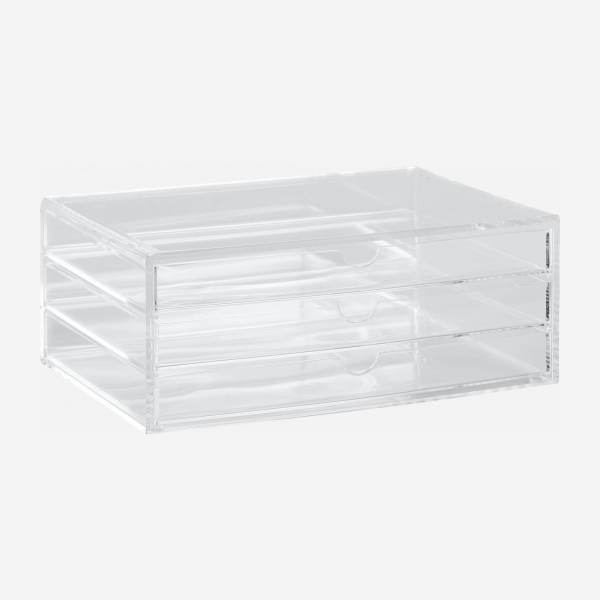 Caja de almacenaje 3 compartimentos- Acrílico transparente