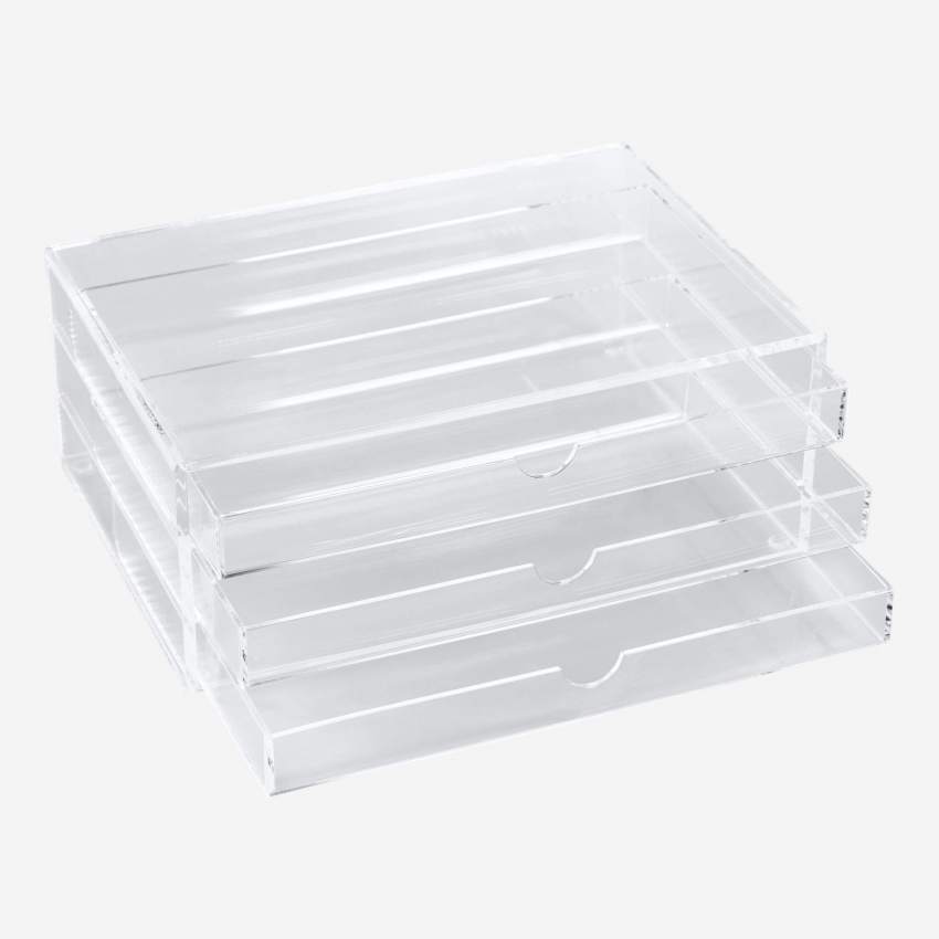 Facil - Boîte de Rangement 3 Tiroirs Acrylique - Transparent - Habitat