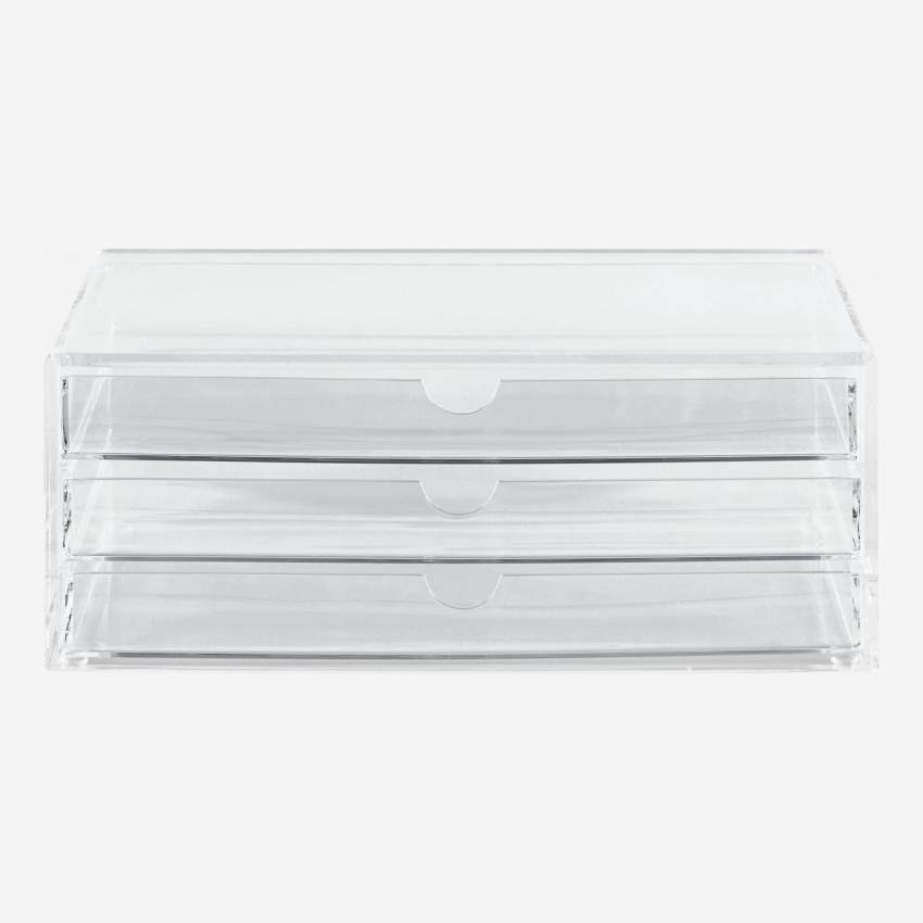 Caja de almacenaje 3 compartimentos- Acrílico transparente