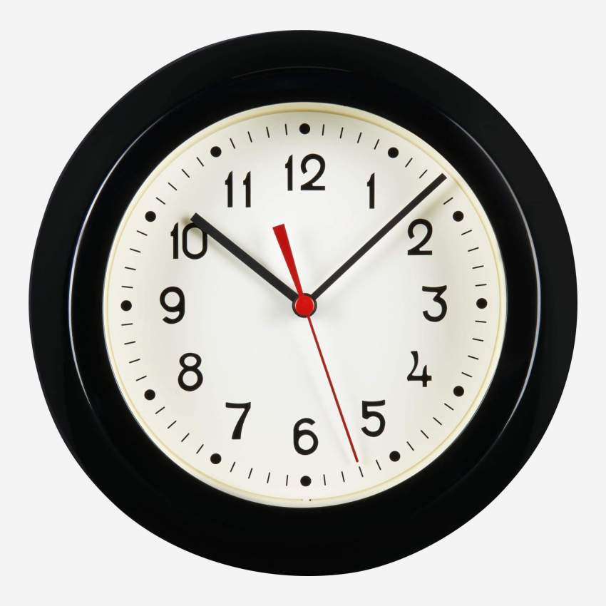 Relógio de parede de metal - 27cm - Preto