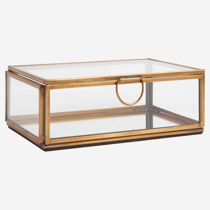 Boîte rectangulaire en verre – 10 x 15 cm – Transparent et doré