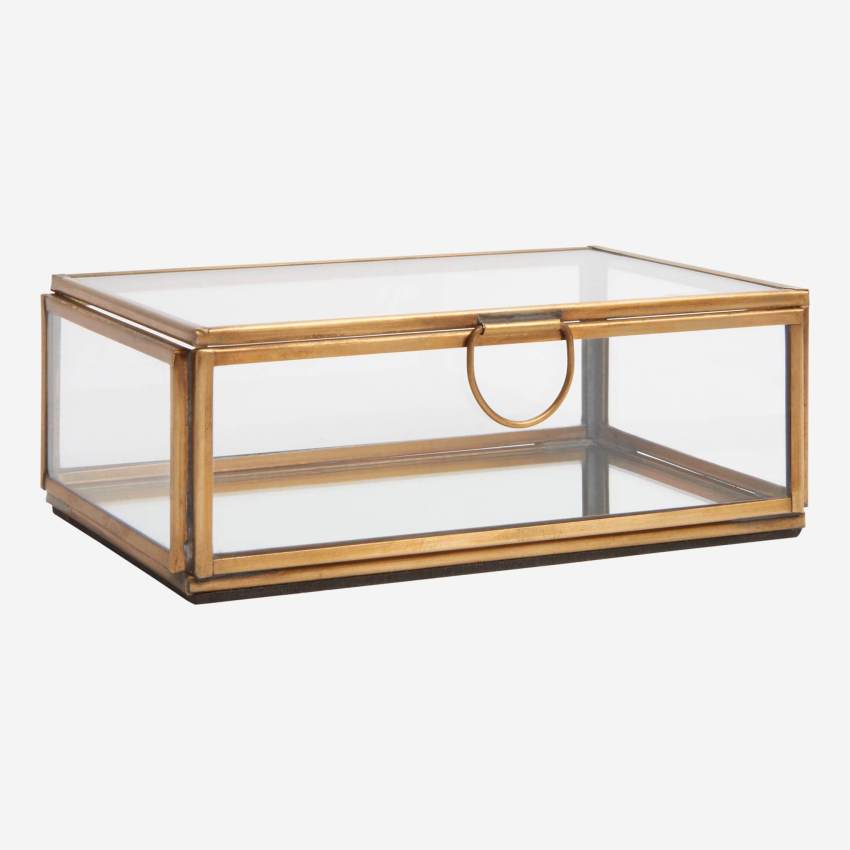 Rechthoekige glazen doos – 10 x 15 cm – Transparant en goudkleurig
