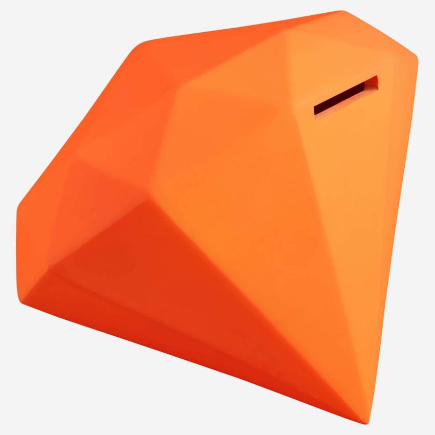 Salvadanaio diamante arancione neon