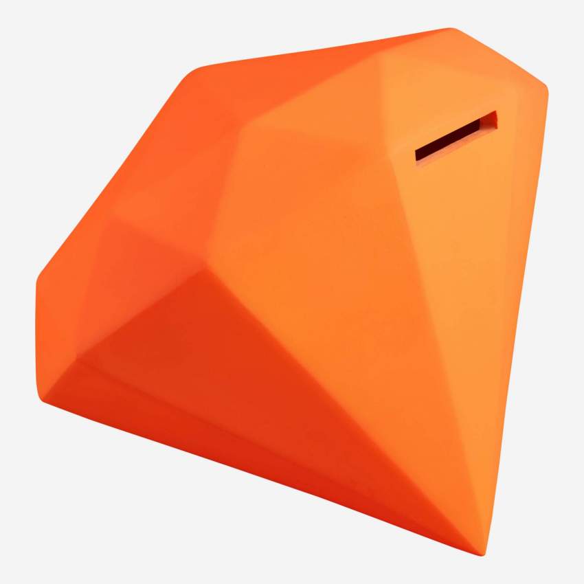 Tirelire diamant orange fluo