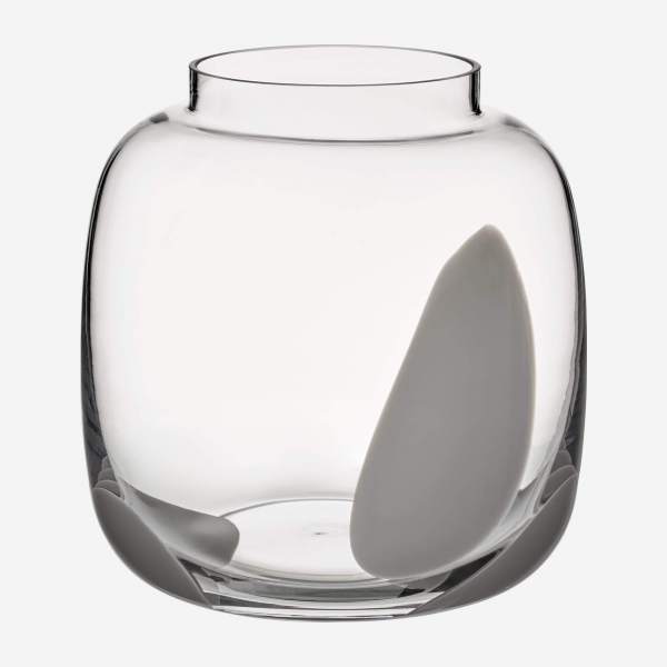 Vase aus Glas, weiße Punkte, Größe S 