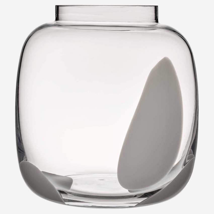 Vase aus Glas, weiße Punkte, Größe S 