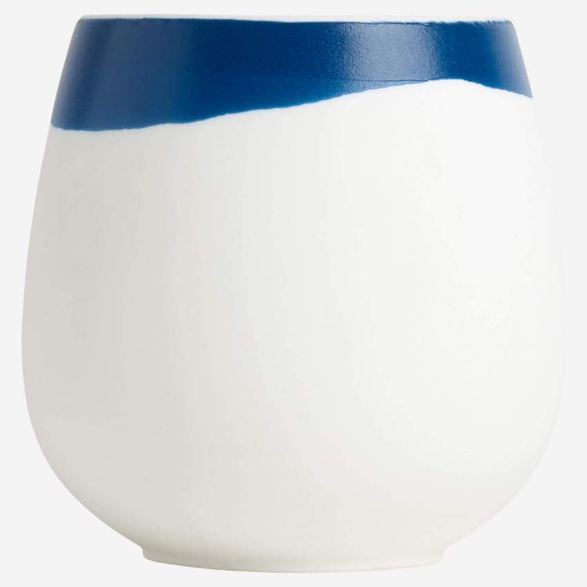 Jarrón - Porcelana - 13 cm- Borde azul