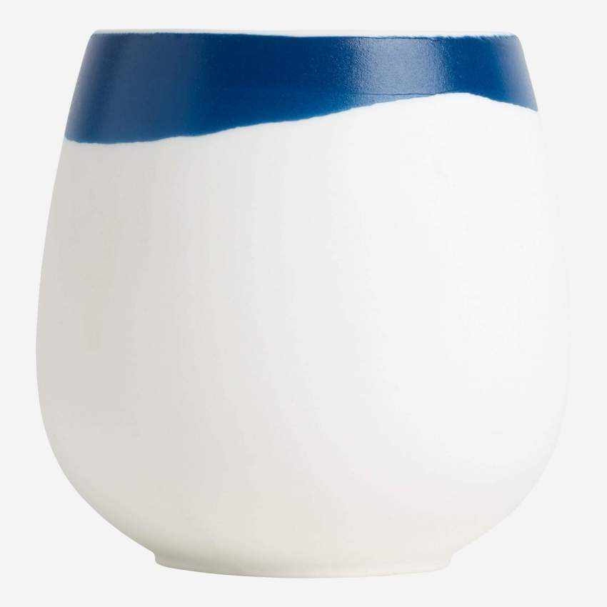 Jarrón - Porcelana - 13 cm- Borde azul