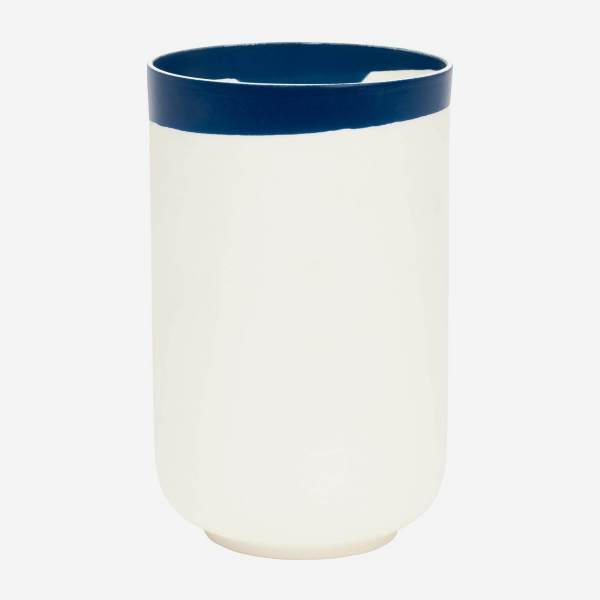Jarrón - Porcelana - 20 cm- Borde azul