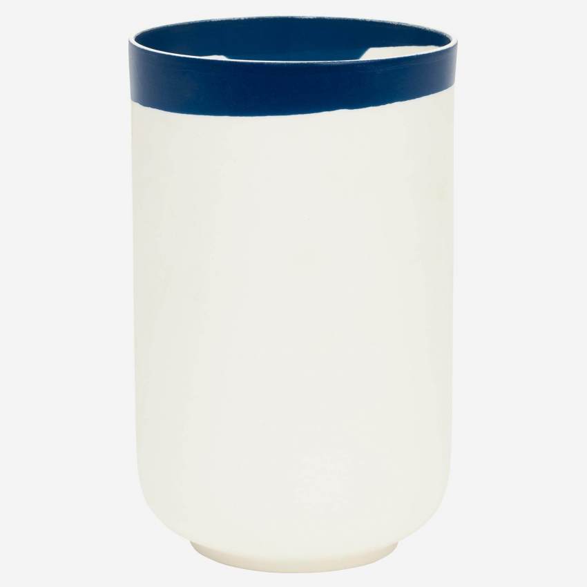 Jarrón - Porcelana - 20 cm- Borde azul