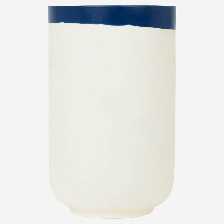 Vase aus Porzellan, 20, cm, weiß mit blauem Rand
