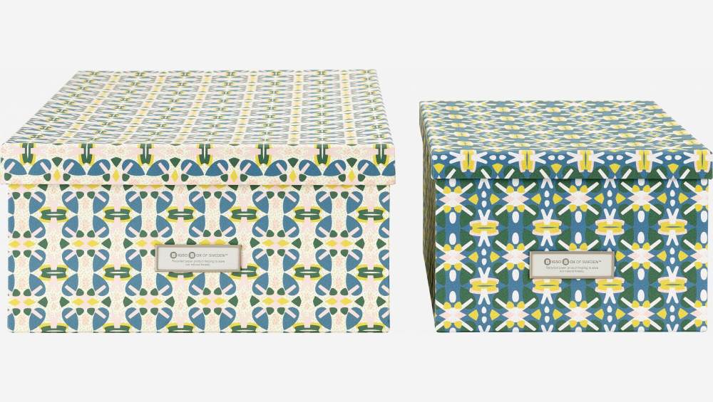 Lot de 2 boîtes de rangement - Vert - motifs Madeline - design by Floriane Jacques