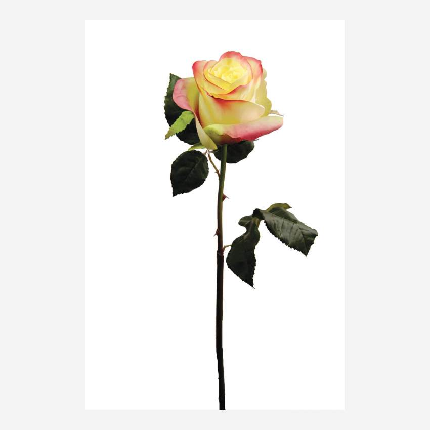 Rosa artificiale - 57 cm - Giallo e Rosa