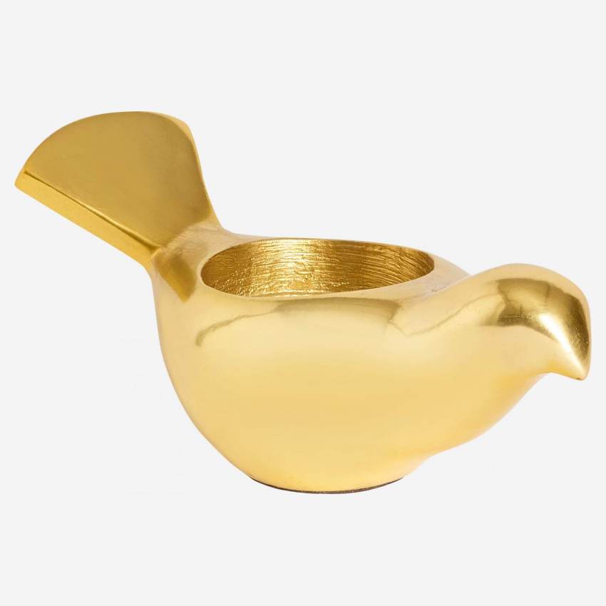 Kerzenhalter Vogel aus Metall - goldfarben