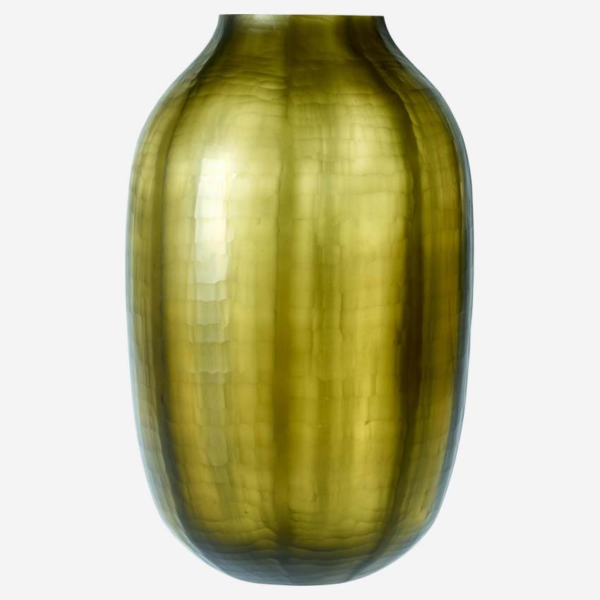 Vase aus geblasenem Glas - Größe L - grün und grau