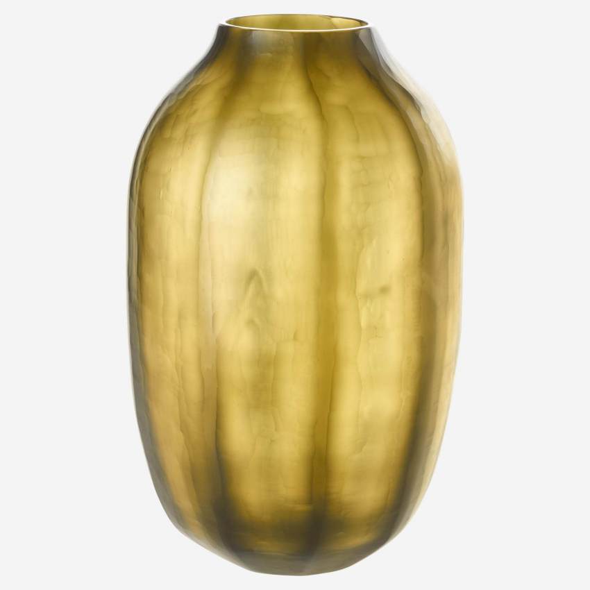 Vase aus geblasenem Glas - Größe L - grün und grau