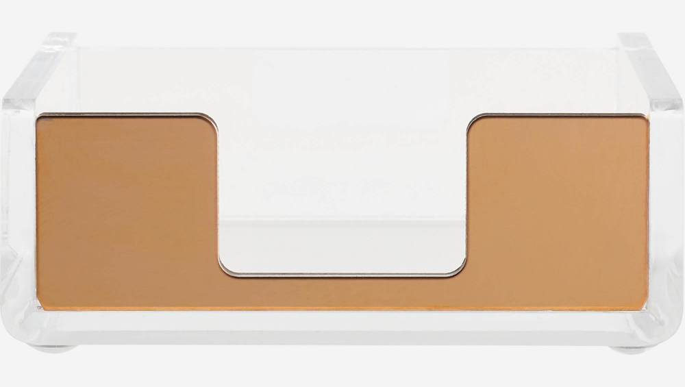 Notizzettelhalter aus Acryl - Transparent und Goldfarben