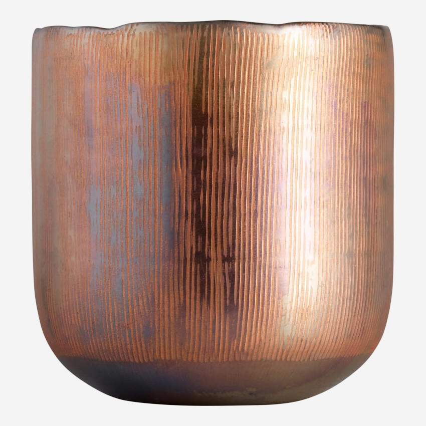 Windlicht aus Glas - 12 cm - Kupferfarben