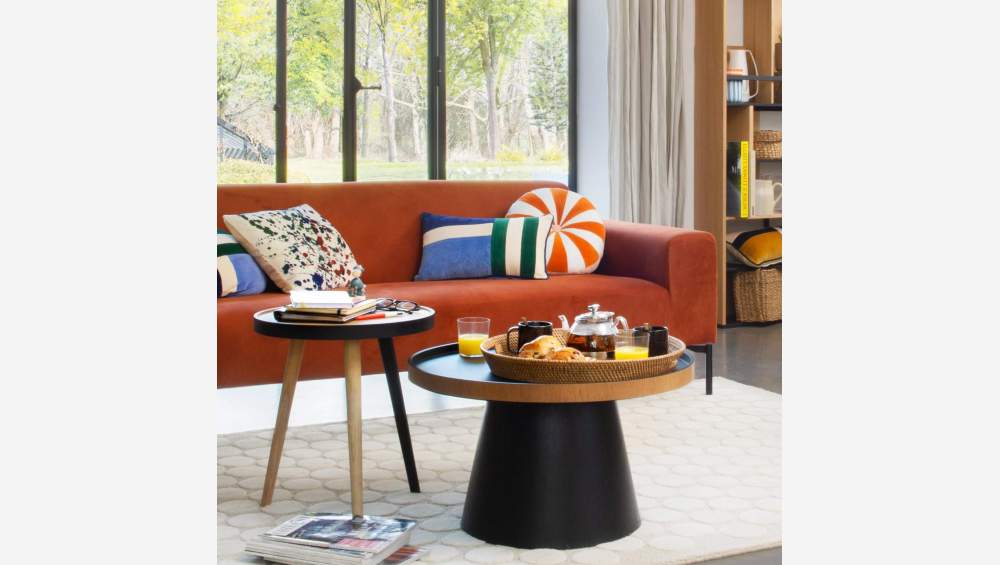 Cuscino tondo in velluto - 30 cm - Arancione - Design by Floriane Jacques