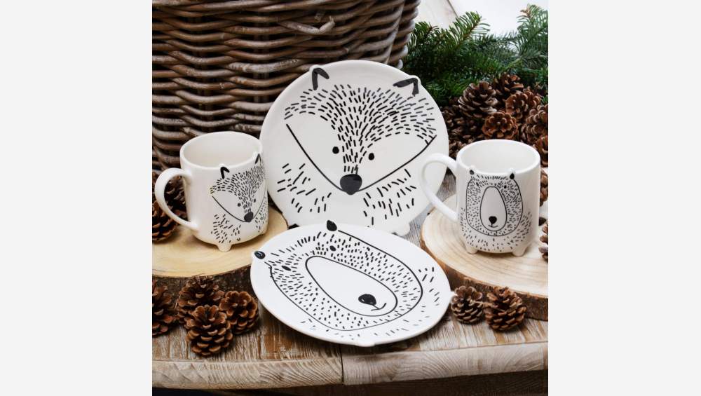 Dessertbord van aardewerk - Motief met vos
