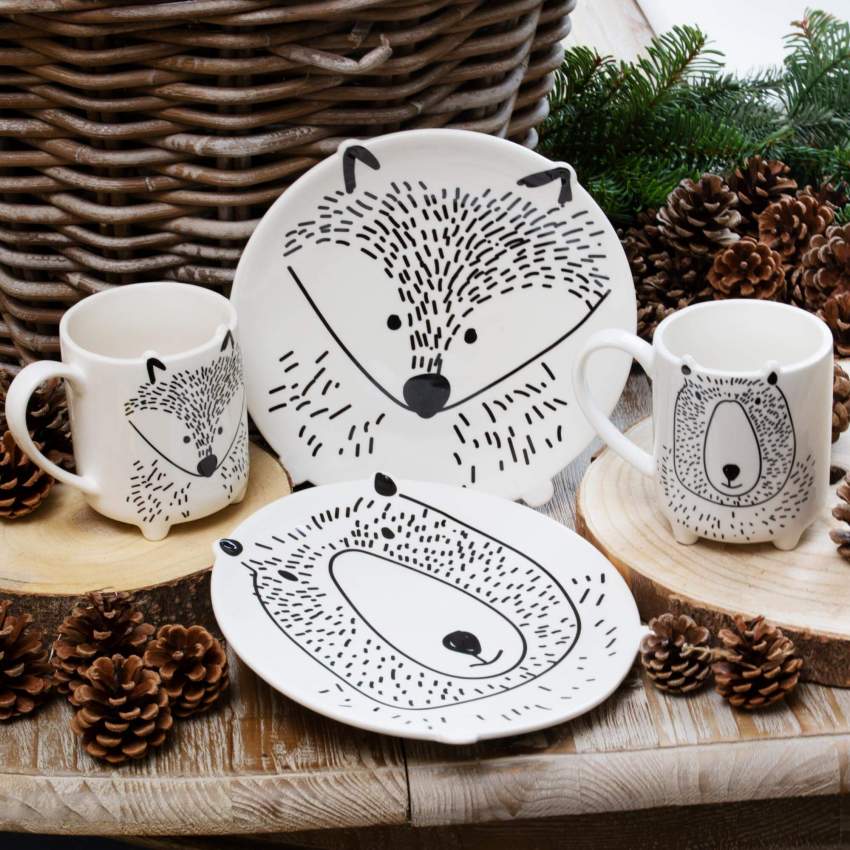 Dessertbord van aardewerk - Motief met vos