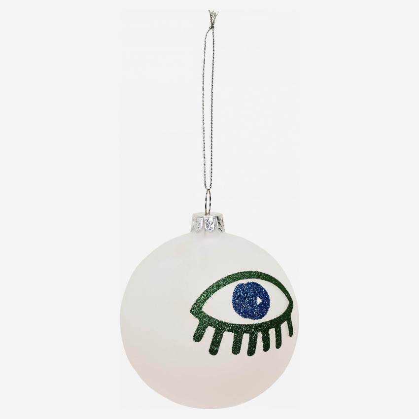Weihnachtsbaumkugel aus Glas - Grünes Augen-Motiv 