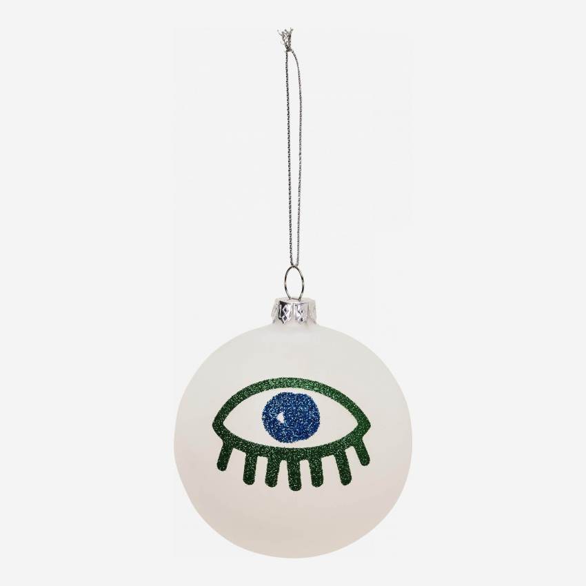 Weihnachtsbaumkugel aus Glas - Grünes Augen-Motiv 