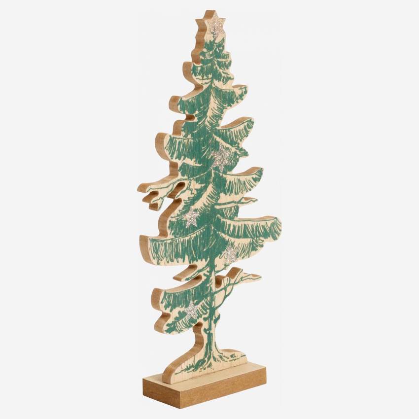 Sapin décoratif en bois - Vert - 27 cm