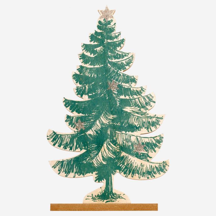 Dekorativer Tannenbaum aus Holz - Grün - 37 cm