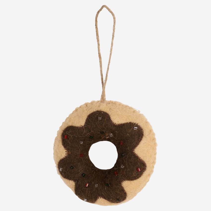 Weihnachtsdekoration - Schoko-Donut aus Filz zum Aufhängen 