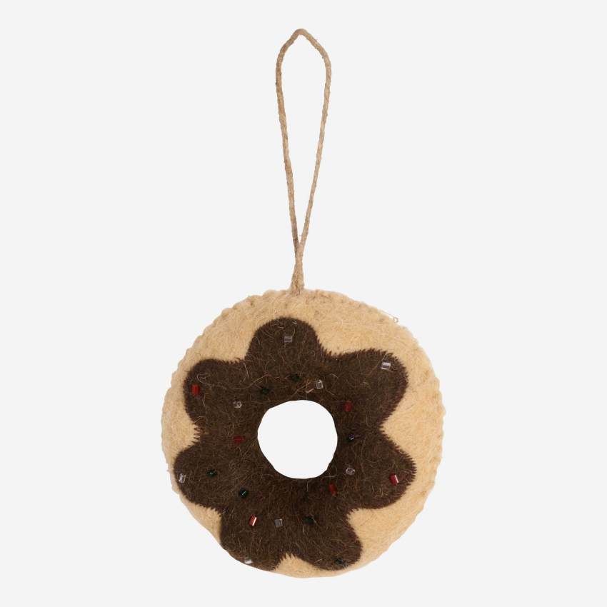 Weihnachtsdekoration - Schoko-Donut aus Filz zum Aufhängen 