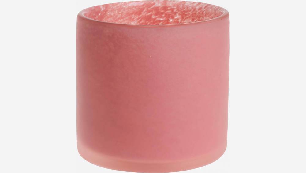 Portacandele in vetro soffiato a bocca - H10 cm - Rosa