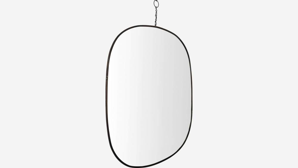 Espelho oval de metal - Preto - 40x41cm