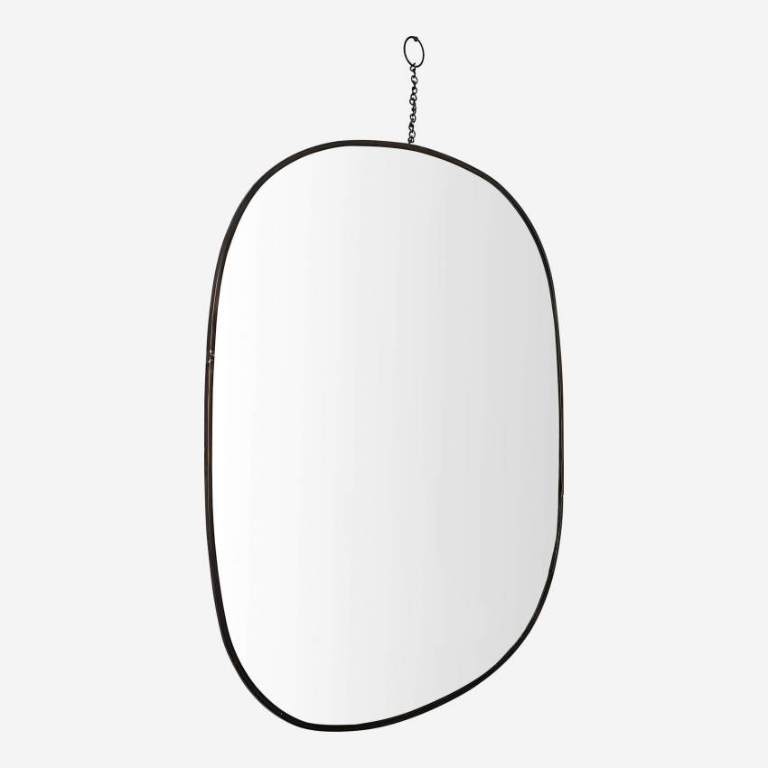 Espelho oval de metal - Preto - 40x41cm