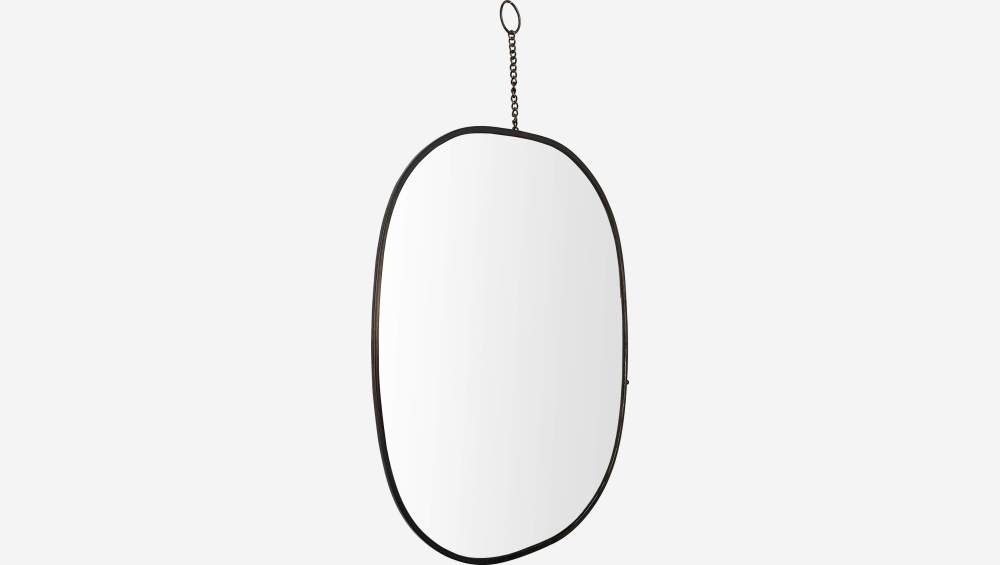 Specchio ovale in metallo - Nero - 28 x 28 cm