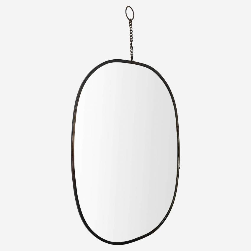 Ovaler Spiegel aus Metall – Schwarz – 28 x 28 cm