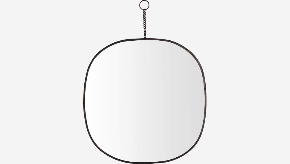 Specchio ovale in metallo - Nero - 28 x 28 cm