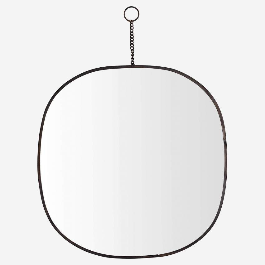 Ovaler Spiegel aus Metall – Schwarz – 28 x 28 cm