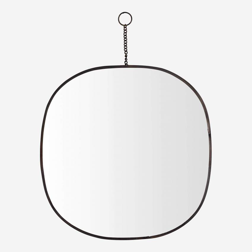 Espelho oval de metal - Preto - 28x28cm