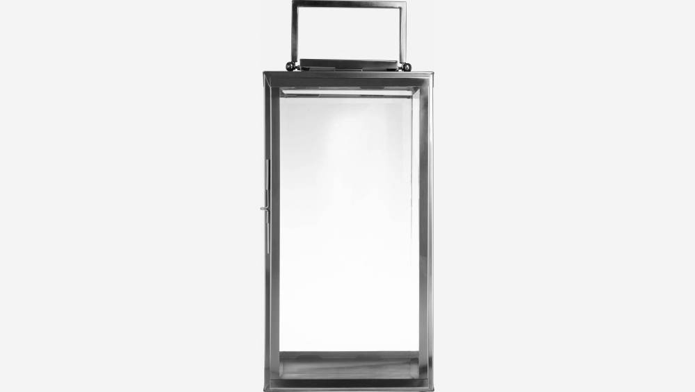 Lanterna in acciaio inossidabile e vetro - Altezza 60 cm - Nero