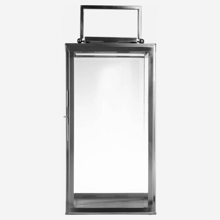 Lanterna decorativa de aço inoxidável e vidro - Altura 60cm - Preto 