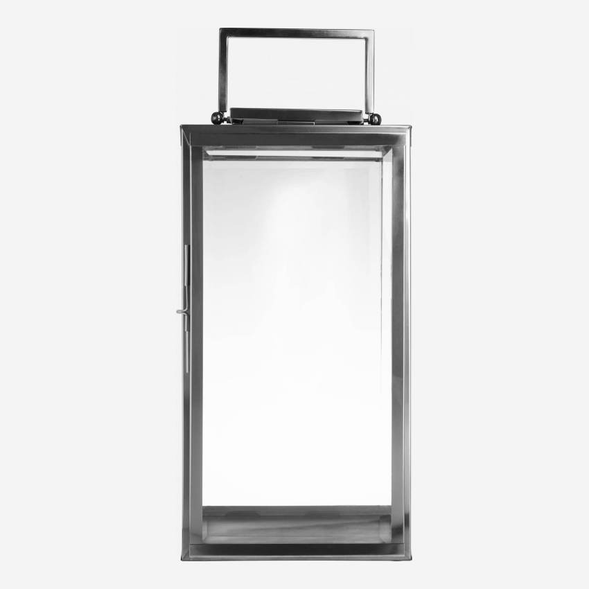 Lanterne en acier inoxydable et verre - Hauteur 60 cm - Noir 